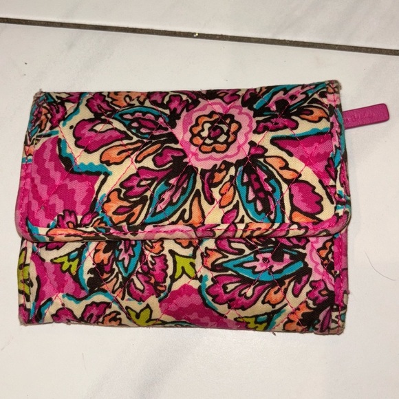 Vera Bradley Multicolor Floral Wallet with Pink Trim - Picture 3 of 4
